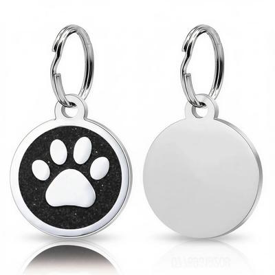 Personalized Glitter Paw Pet ID Tag black Tag 1pc