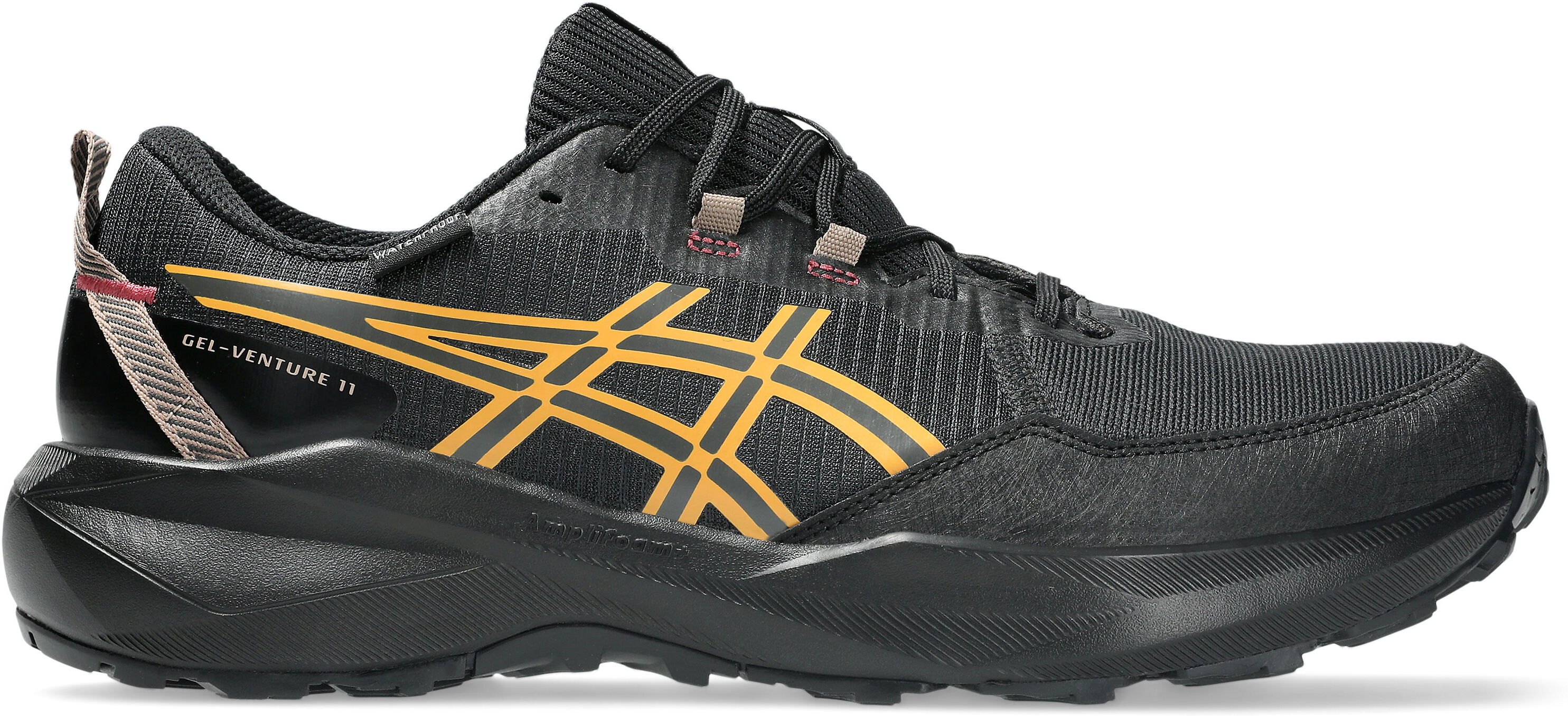 Trailrunningschuh ASICS "GEL-VENTURE 11 WP", Herren, Gr. 44,5, schwarz (schwarz, sandstorm), Synthetik, Schuhe Trailrunningschuh, wasserdicht schwarz, sandstorm 44,5