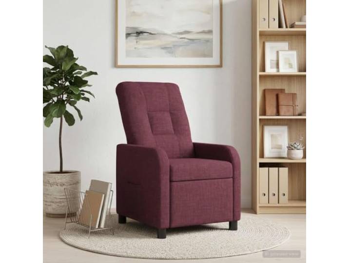 Relaxsessel Lila Stoff Verstellbar Metall-und Holzrahmen,100% Polyesterbezug,Reißverschluss,feuchtes Tuch,115°-160°