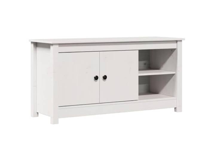 vidaXL TV Schrank Lowboard TV Möbel Tisch Board Sideboard Fernsehtisch Fernsehschrank HiFi-Schrank Wohnzimmer Weiß 103x36,5x52cm Massivholz Kiefer