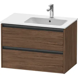 Duravit Ketho.2 Waschtischunterbau wandhängend, 2 Schubkästen, 810x549x480mm, für ME by Starck Beckenposition rechts 234683, K25268021210000, Farbe: Nussbaum Dunkel Dekor