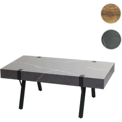Couchtisch HWC-L54, Wohnzimmertisch Beistelltisch Sofatisch, Metall 43x110x60cm ~ Marmor-Optik grau