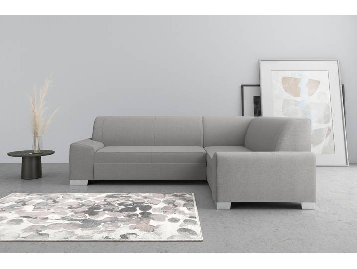 Ecksofa, Grau, 259x191 cm, Chenille, Mit Bettfunktion, Modern, Domo-collection