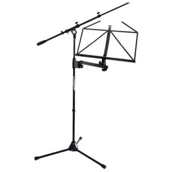 K&M 11505 Notenhalter mit Mikrofonständer, Notenständer, Schwarz