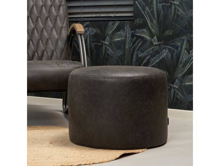 Pouf éco-cuir Kyla anthracite - Livin24 - Industriel - Loft - 1 place - 50x50cm