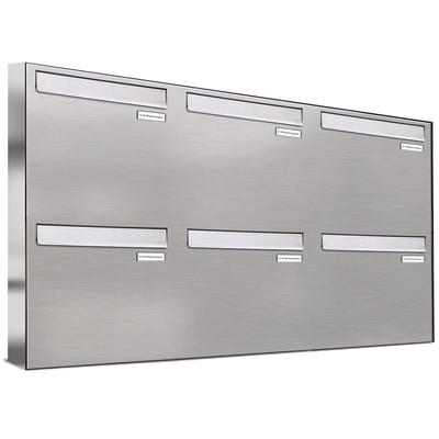 AL Briefkastensysteme 6 Fächer Premium Edelstahl Durchwurf Briefkasten Anlage für Post A4, modern, robust, wetterfest, Artikelnummer: 331V6DZ3