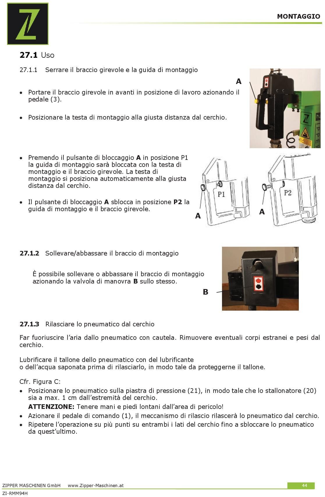 Zipper ZI-RMM94H_230V Smontagomme auto furgoni 230V