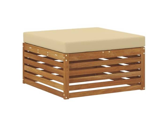 Coespram Outdoor Fußhocker Massivholz Akazie Hocker mit Kissen Natur Stylischer Beistellhocker aus Akazienholz mit weichem Polster für Garten, Terrasse und Balkon. Pflegeleicht und wetterfest.