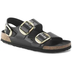 Birkenstock Damen Milano Big Buckle Naturleder Lack High Shine Black - 37 - 37