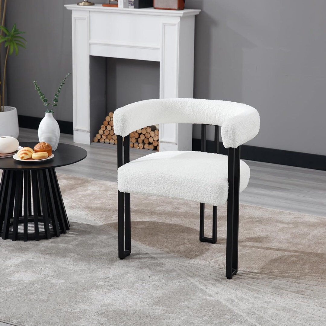 Brayden Studio Dining Room Chair, Armrest Chair, Kitchen Chair, Dining Chair, Modern, Comfortable Armchair With Armrests, Design Chair For Dining Room, Living Room, White 72cm H X 57cm W X 51.5cm D