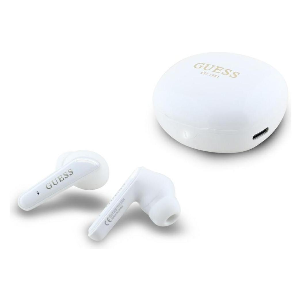 Guess Headphones TWS Flat Classic Logo Electroplated white (Keine Geräuschunterdrückung, 4 h, Kabellos) (57983124134)
