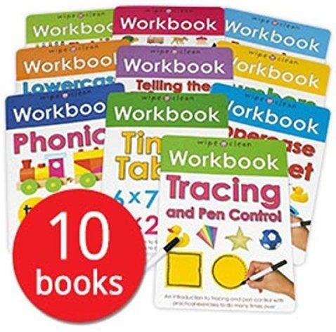 Priddy Books Wipe Clean Workbooks 10 Books Collection Set by Roger Priddy - Paperback - Ages 3-7 - Alphabet, Numbers, Times Tables, Phonics & Telling the Time