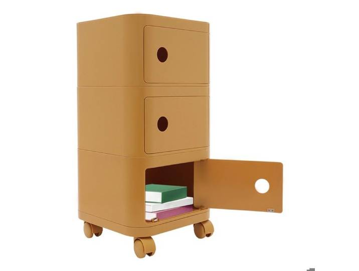 Table de Chevet avec Roulettes à 3 Niveaux - Jaune Gingembre - Table de Nuit - Meuble de Chambre - Chevet Mobile pour Chambre
