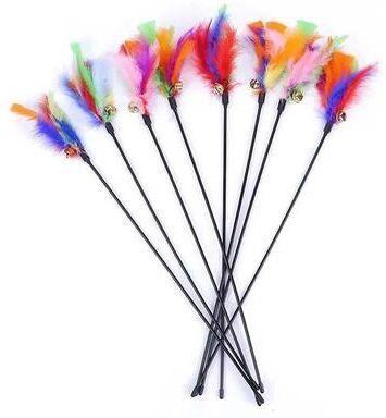 Inspire Essentials FeatherChase Interactive Cat Teaser Wand With Bell And Feather 5pcs