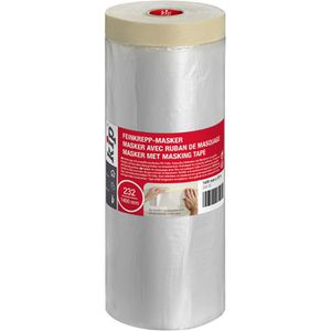 KIP Abdeckfolie 232-13, Feinkrepp-Masker, 2in1, transparente PE-Folie mit Klebeband, 8 my, 140 cm x 33 m