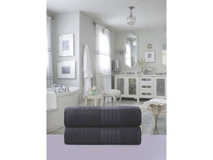 Serviettes de bain Cindy lot de 2 Gris/Anthracite