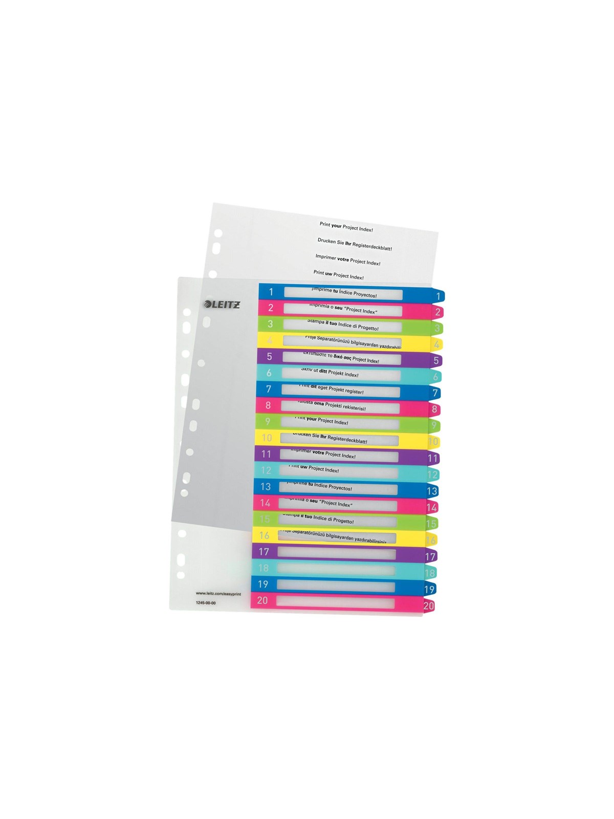 Leitz WOW - divider - 20 parts - for A4 Maxi - tabbed - multicolour