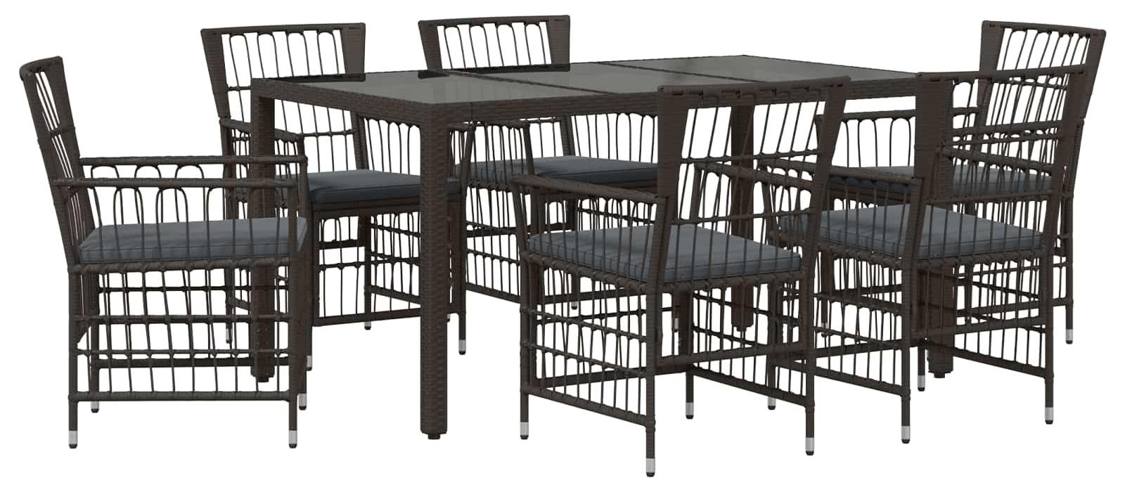 Outdoor-Essgruppe 7 stk. Schwarz Poly-Rattan