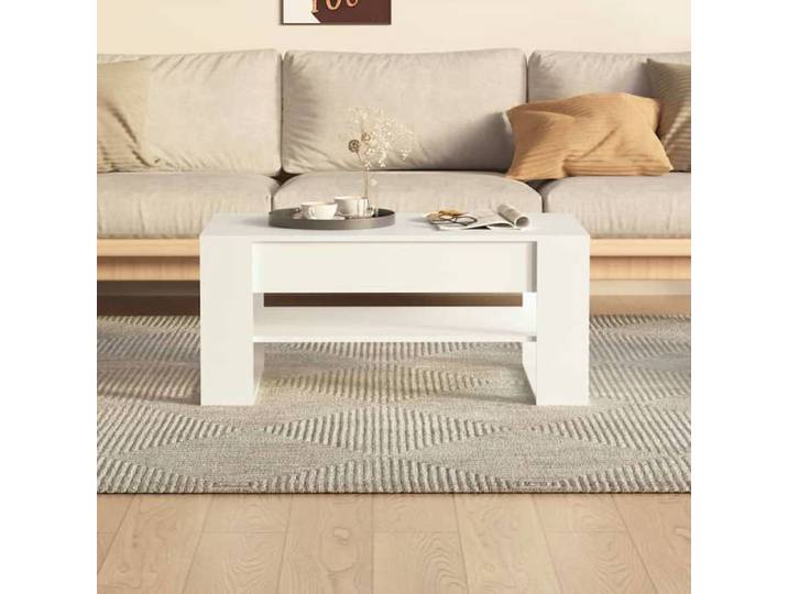 Petite Table basse - NANAS - Anti l'humidité - Table à revues - blanc 102x55x45cm - Bois d'ingénierie 49069914316