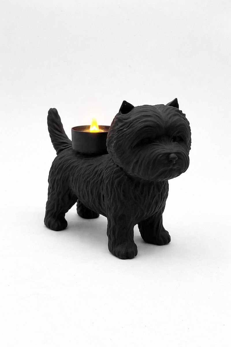 Zwarte Waxinelichthouder Westie West Highland White Terrier Decoratie