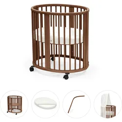 Stokke® Sleepi™ Bundle Sleepi Mini inkl. Matratze und Spannbetttuch, Himmelstange Himmel, braun