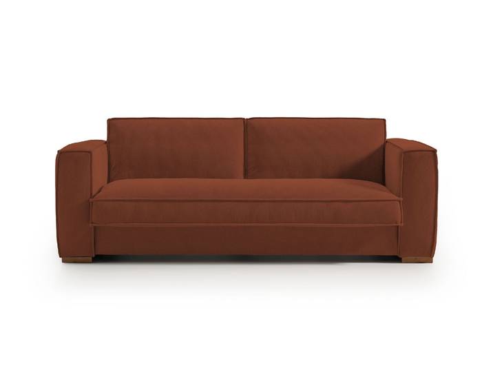BALDO - Canapé convertible 4 places - Velours texturé, Rouille