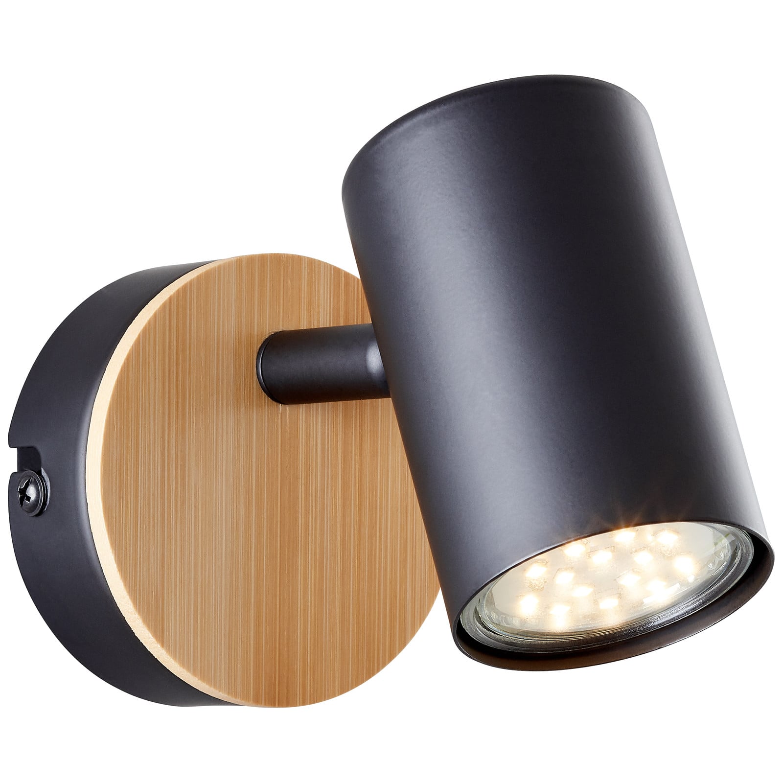 Brilliant Wandlamp Niels zwart met hout