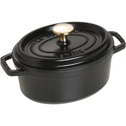 La Cocotte Topf 1 l oval schwarz aus Gusseisen gefertigt