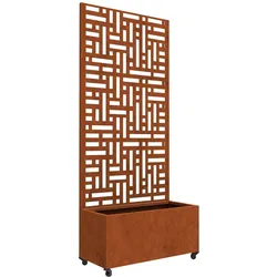 Casa.Pro, Trennwand, Trennwand Bernalda mit Blumenkasten Stahl 190x82x38 cm Edelrost (82 x 189 cm)