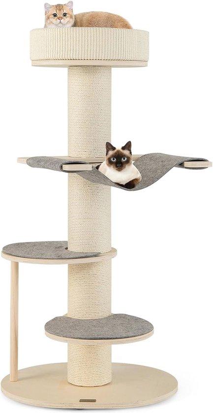Famanu Katzenkratzbaum mit Hangmatte und Plattformen - Multifunktionale Aktivitätsbaum für Katzen