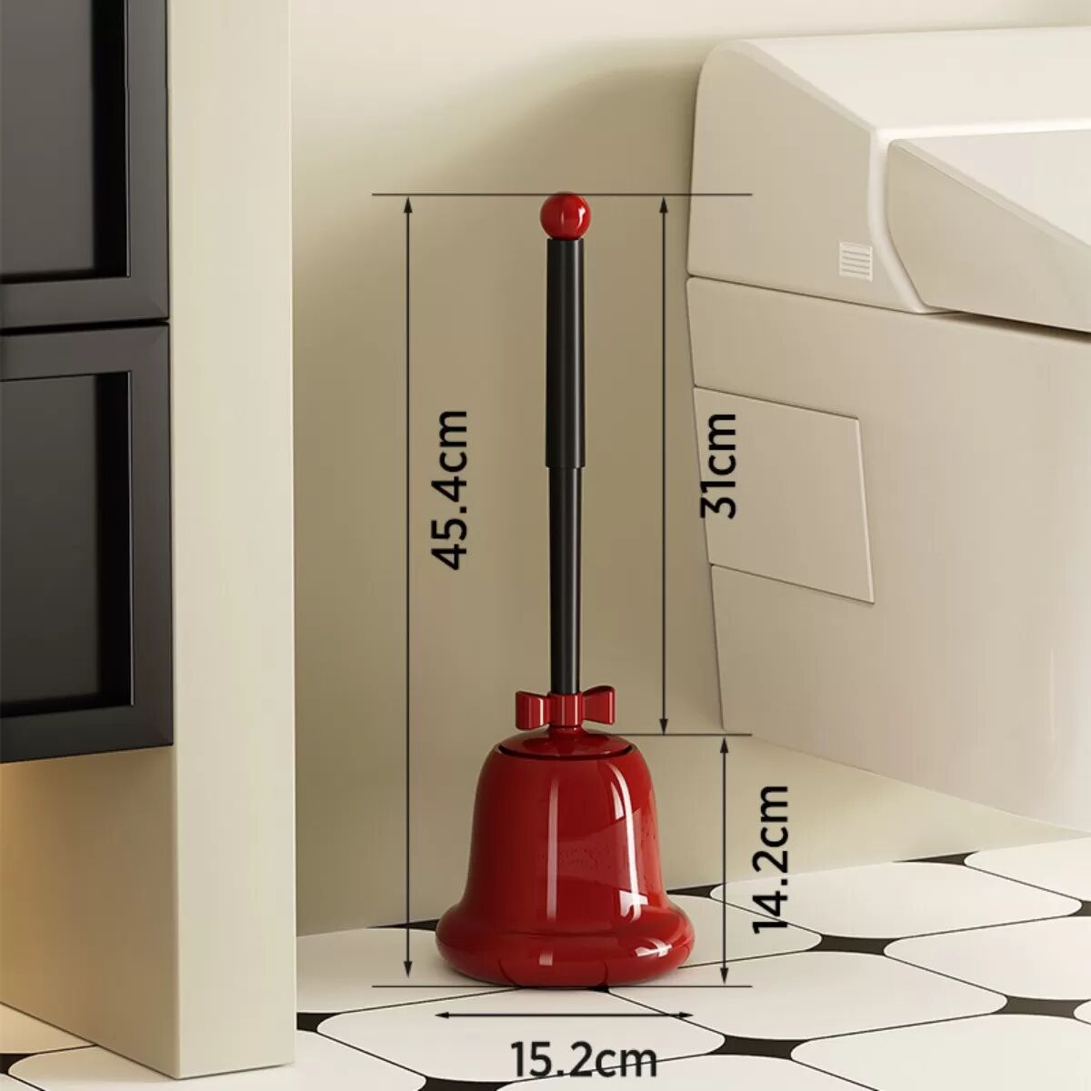 INF Bell Toilettenbürste - ABS Material, Keine tote Ecke Reinigung mit Halter Rot