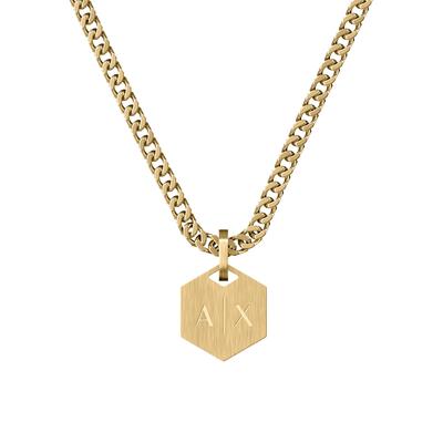 Kette mit Anhänger ARMANI EXCHANGE, gelbgoldfarben, Halsketten, Herren, Edelstahl, L: 60