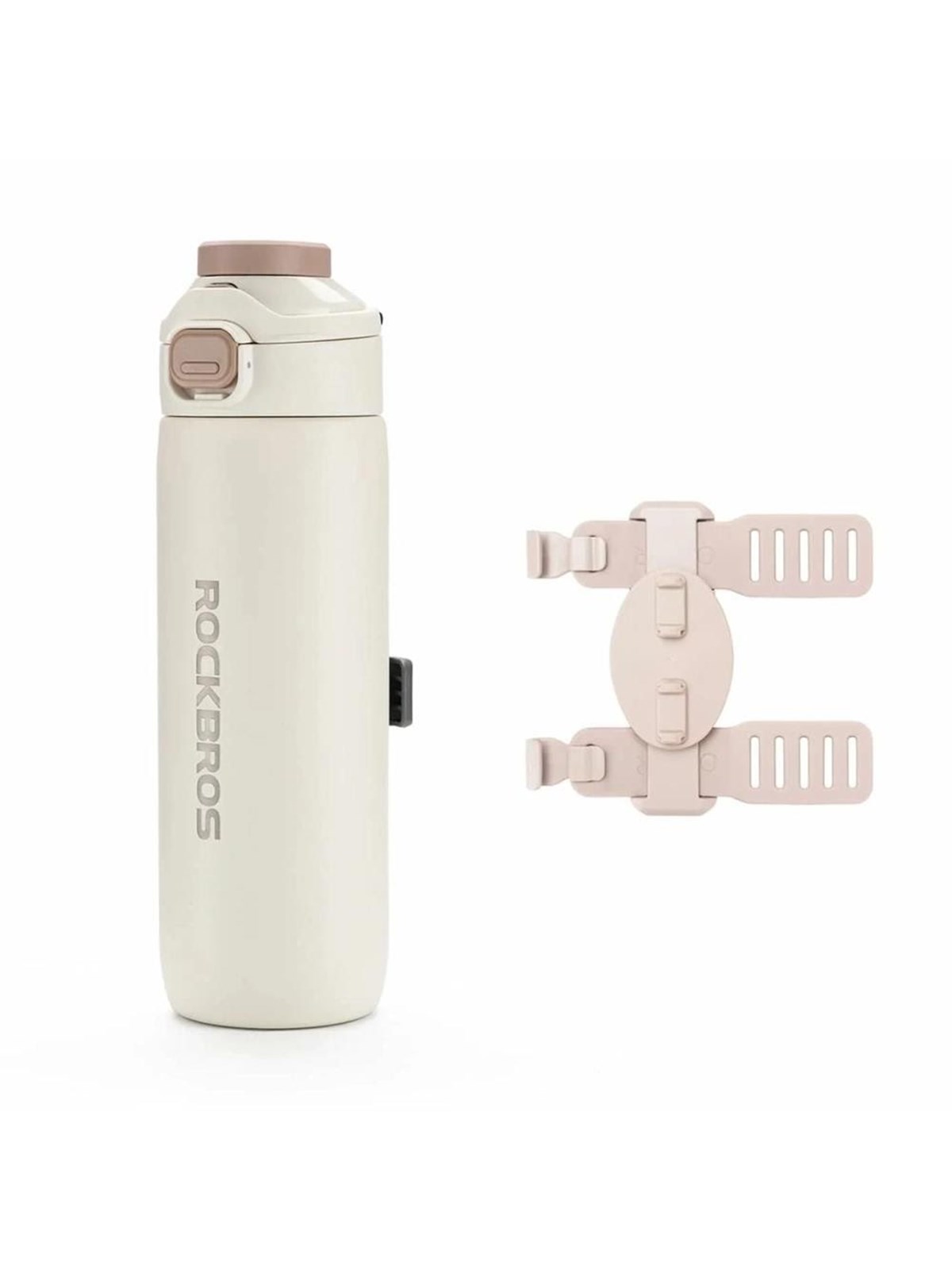 Rockbros S550H-1 700 ml Thermal Bottle with Magnetic Holder and Mounting Strap - Beige
