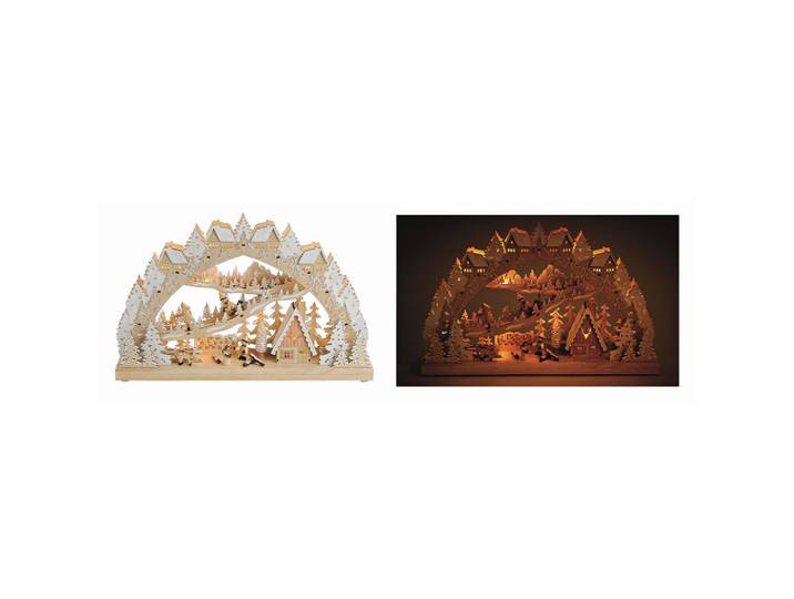 X-Mas Weihnachtspyramide, Beige, Holz, 45x28x8 cm, Dekoration, Weihnachtsdekoration, Weihnachtsbeleuchtung