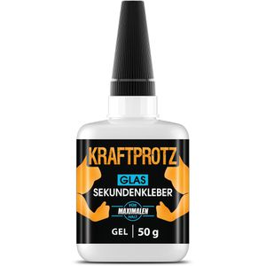 Kraftprotz Sekundenkleber Glas & Spiegel, KPGG50, Gel, extra stark, wasserfest, 50g