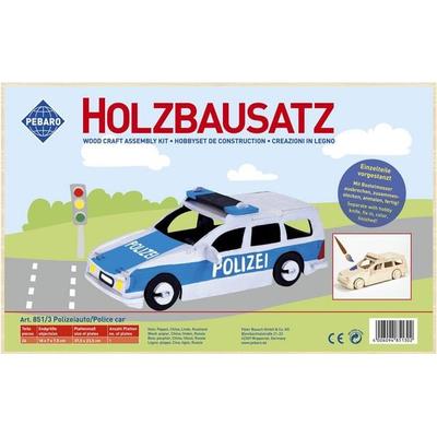 PEBARO 851/3 - Holzbausatz Polizeiauto, 26 Teile, Holzkonstruktion zum Zusammenstecken