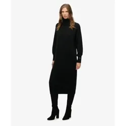 Superdry für Damen. W8012129A Schwarzes Rollkragenkleid (M), Lässig, Wolle, Langarm