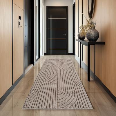Teppich AYYILDIZ TEPPICHE "HELIX 2201 , auch als Läufer und Rund erhältlich", beige, B:60cm H:7mm L:110cm, Teppiche, Teppich, 3D-Effekt durch Cut-Loop-Webtechnik, Woll-Optik, Bouclé, Wohnzimmer