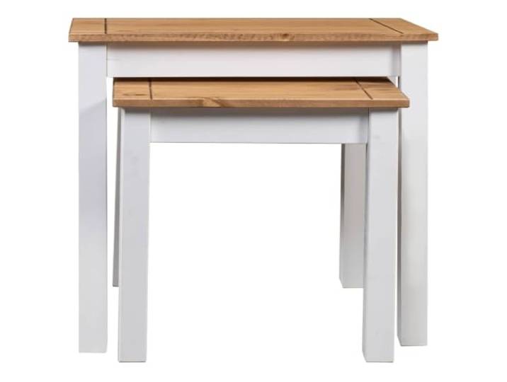 HKGNMBS Stapelbare Tische 2 Stück weiß aus massivem Kiefernholz Massives Kiefernholz, lackierte Oberfläche, leicht zu reinigen, Verwendung als Couchtisch oder Nachttisch, Weiß u