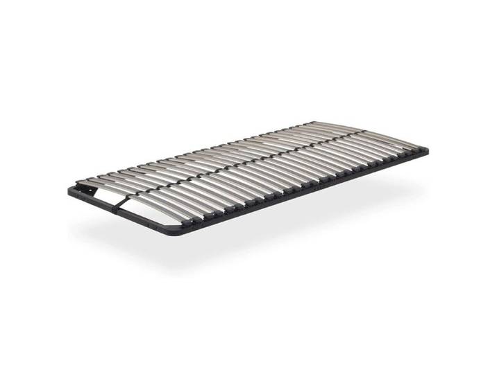 ORTHO Sommier en acier lattes bois et bande stabilisatrice Noir 80x200 cm sans pieds