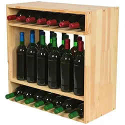 PROREGAL Modulares Weinregal VINCELLAR MOD | HxBxT 60x60x30cm | Standflaschen Modul für 32 Flaschen | Massives Kiefernholz | Natur | Flaschenregal