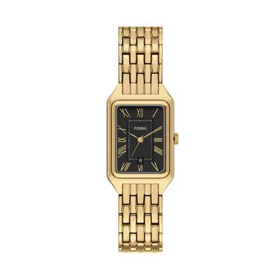 Quarzuhr FOSSIL "RAQUEL", gold (gelbgoldfarben), Armbanduhren, Damen, Quarzuhr, Armbanduhr, Damenuhr, Edelstahlarmband, analog, Tag