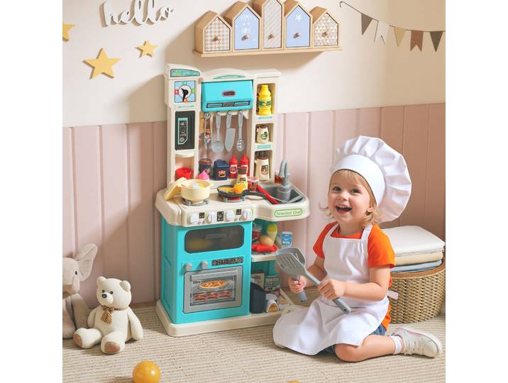 AIYAPLAY Cuisine Enfants 3-6 Ans 92 Accessoires Vert 44.5x24x79 cm
