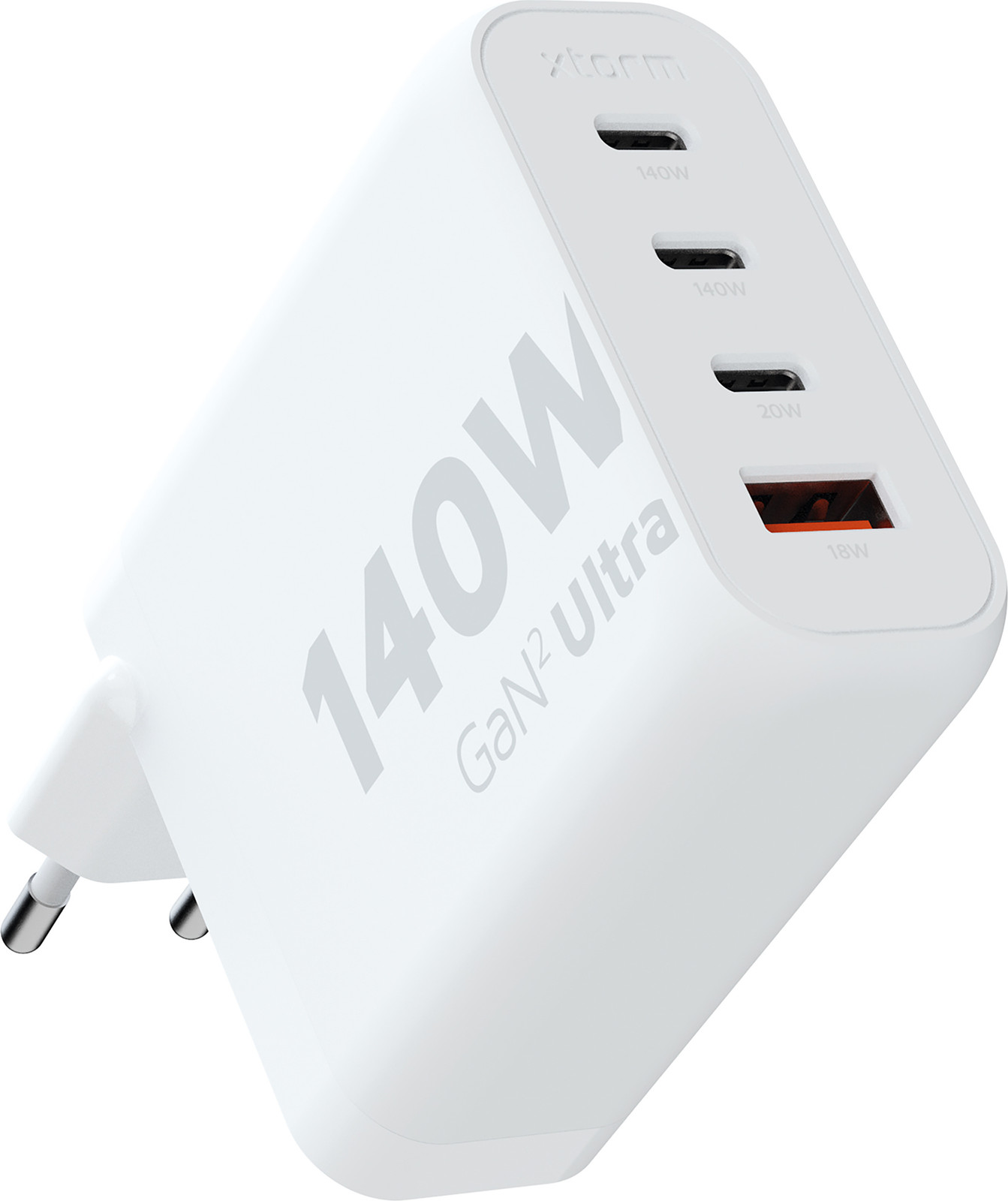 Xtorm GAN2 Ultra Adapter 140W Universele Oplader - 4-Poorten USB C met Power Delivery & Quick Charge - Wit