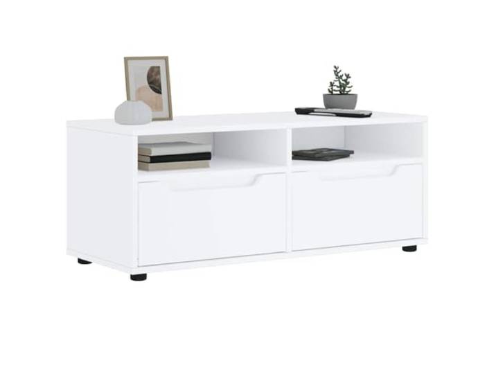 HEFZGDB TV-Schrank VISNES Weiß 100x40x38 cm Holzwerkstoff mit reichlich Stauraum, praktischen Griffen und platzsparender Wandmontage für Wohnzimmer, langlebiges Möbelstück