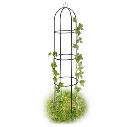 Relaxdays 4x Rankobelisk aus Metall 1,9 m Dunkelgrün