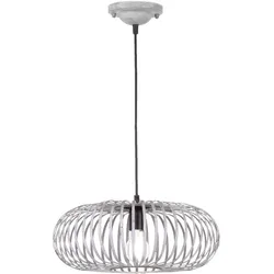 Pendelleuchte dimmbar mir Fernbedienung LED Hängelampe Käfig Design, RGB Farbwechsel, Metall grau, 7,5W 470lm warmweiß, DxH 40x 150 cm