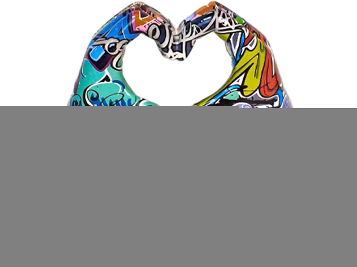 Liefdesbeeld Hart - Abstract Handgemaakt Sculptuur in Graffiti Stijl - Kleurrijk - Maat S