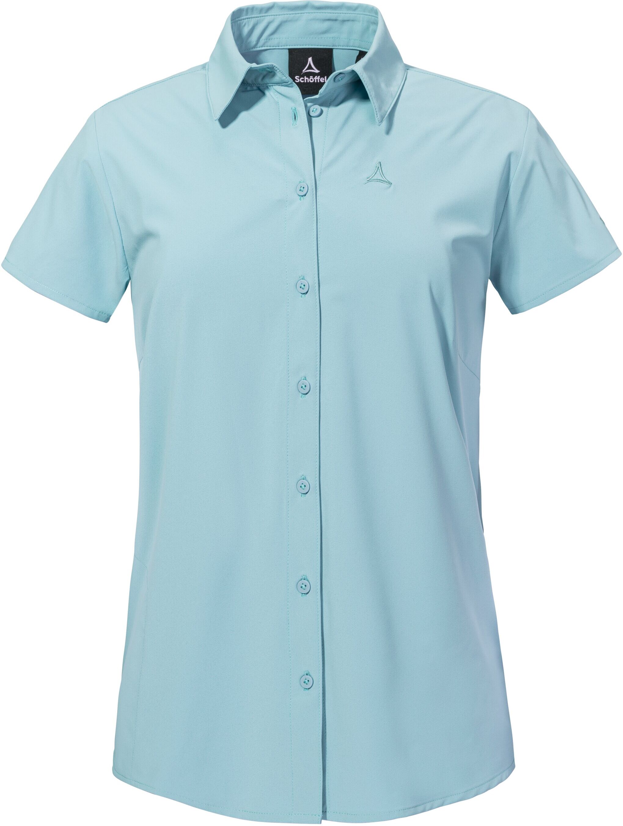 Funktionsbluse SCHÖFFEL "Blouse Style Dooser WMN", Damen, Gr. 42, blau (tidal wave), Obermaterial: 85% Polyester, 15% Elasthan, Blusen Funktionsbluse, sportlicher Stil, für Frühling und Herbst, Langarmdesign tidal wave 42