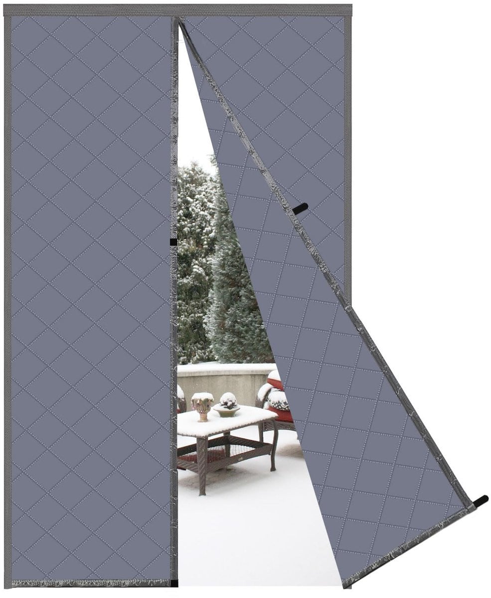Magnetisch thermisch deurgordijn grijs 63 x 250 cm